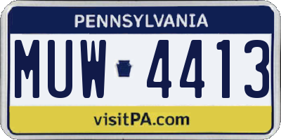 PA license plate MUW4413