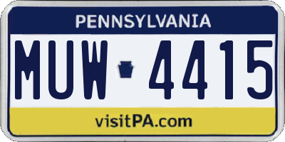 PA license plate MUW4415