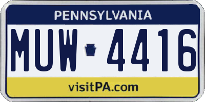PA license plate MUW4416