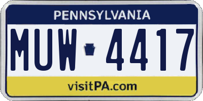 PA license plate MUW4417