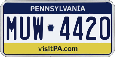 PA license plate MUW4420