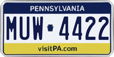 PA license plate MUW4422