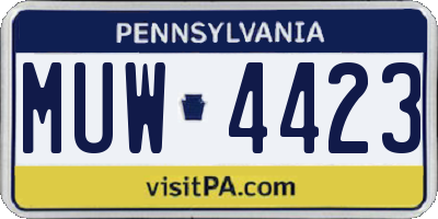 PA license plate MUW4423