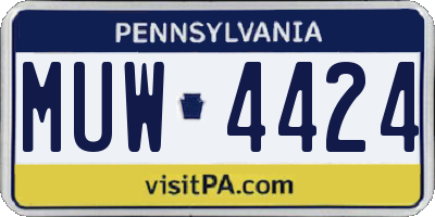 PA license plate MUW4424