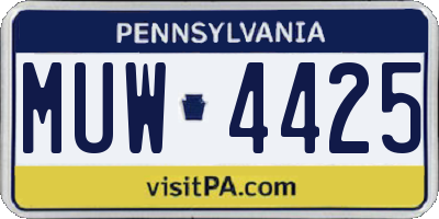 PA license plate MUW4425