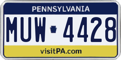 PA license plate MUW4428