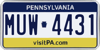PA license plate MUW4431