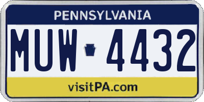 PA license plate MUW4432