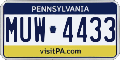 PA license plate MUW4433