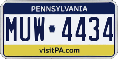 PA license plate MUW4434