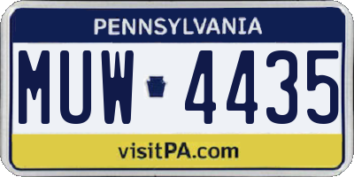 PA license plate MUW4435