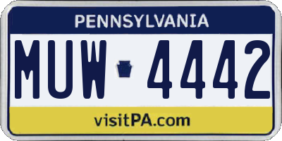 PA license plate MUW4442