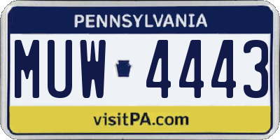 PA license plate MUW4443