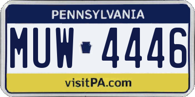 PA license plate MUW4446