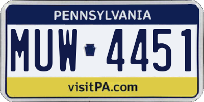 PA license plate MUW4451