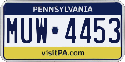 PA license plate MUW4453