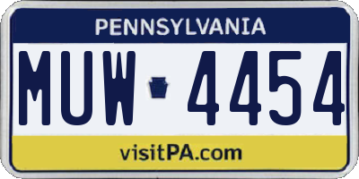 PA license plate MUW4454