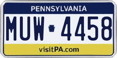 PA license plate MUW4458