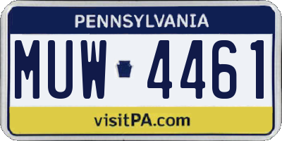 PA license plate MUW4461