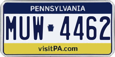 PA license plate MUW4462