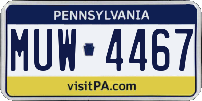 PA license plate MUW4467