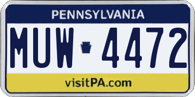 PA license plate MUW4472