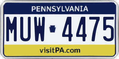 PA license plate MUW4475