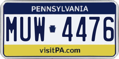 PA license plate MUW4476