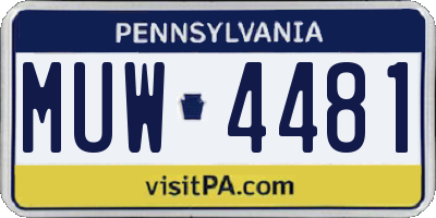 PA license plate MUW4481