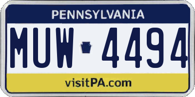 PA license plate MUW4494