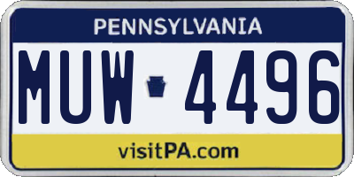 PA license plate MUW4496