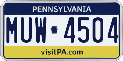 PA license plate MUW4504
