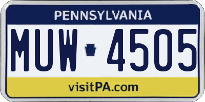 PA license plate MUW4505