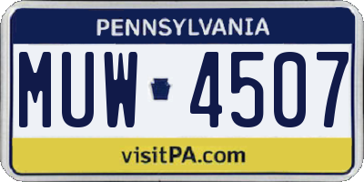 PA license plate MUW4507