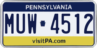 PA license plate MUW4512