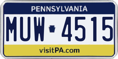 PA license plate MUW4515