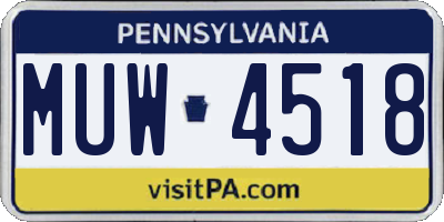 PA license plate MUW4518