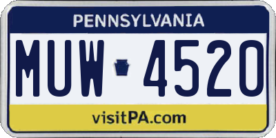 PA license plate MUW4520