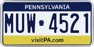 PA license plate MUW4521