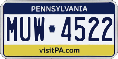 PA license plate MUW4522