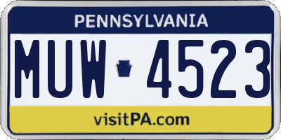 PA license plate MUW4523