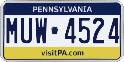 PA license plate MUW4524