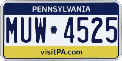 PA license plate MUW4525
