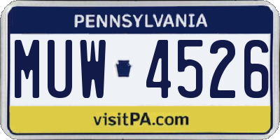 PA license plate MUW4526