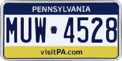 PA license plate MUW4528