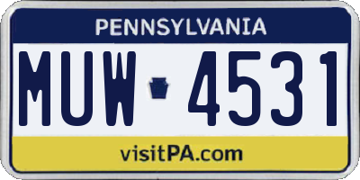 PA license plate MUW4531