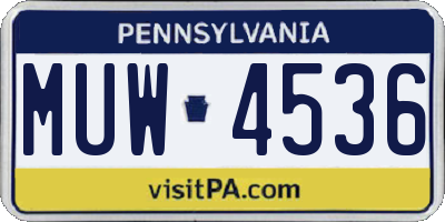 PA license plate MUW4536