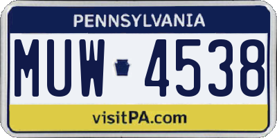 PA license plate MUW4538