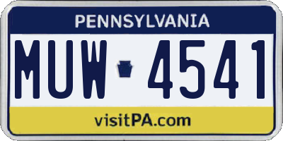 PA license plate MUW4541