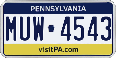 PA license plate MUW4543